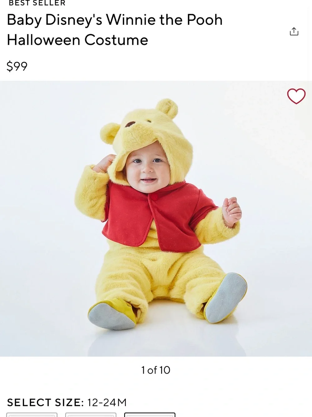 Pottery Barn Kids Winnie the Pooh Costume - Yellow & Red